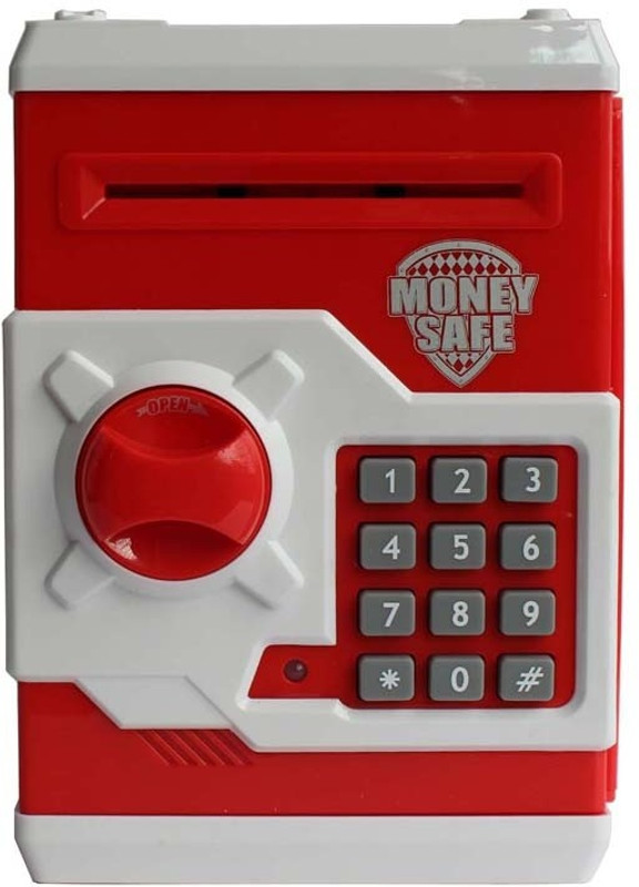 Tiny Mynee Electronic Piggy with Password Coin Bank(Red, White)
