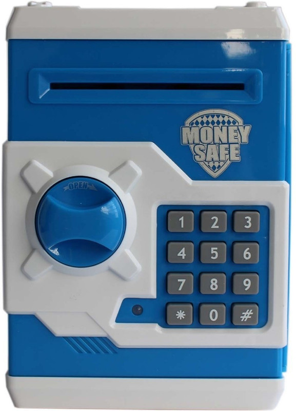 Toyzstation Money Safe And Note Coin Bank(Blue, White)