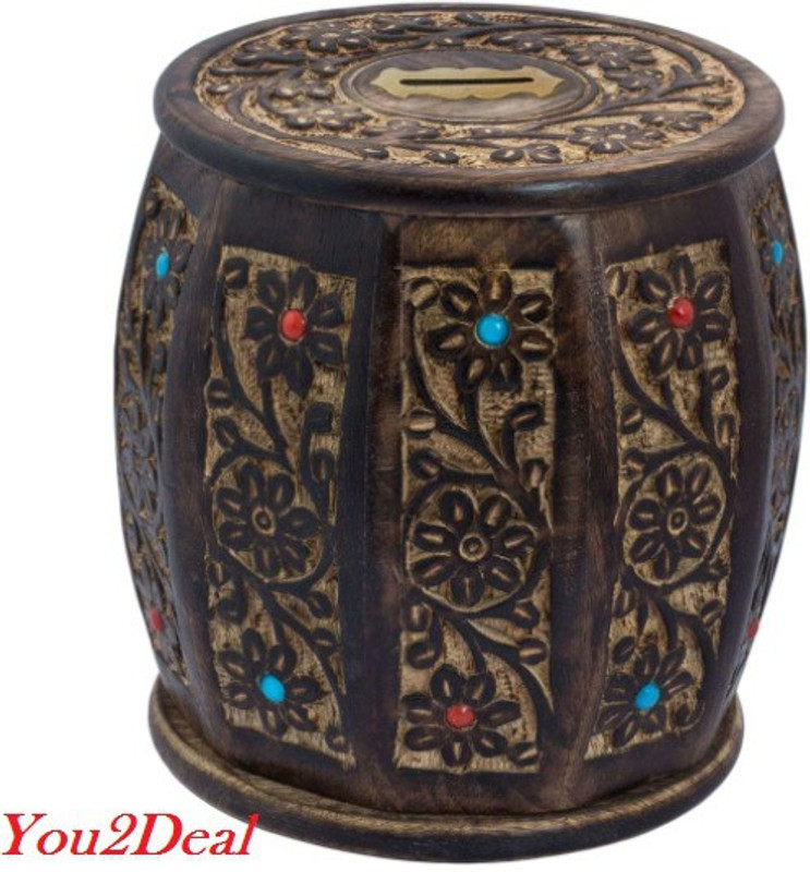 You2deal Wooden Handicraft Antique Style Money Bank Gift Item Coin Bank(Brown)