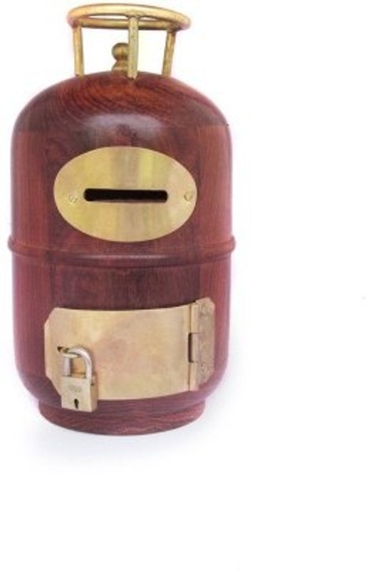 limra handicrafts wooden cylinder Coin Bank(Brown)