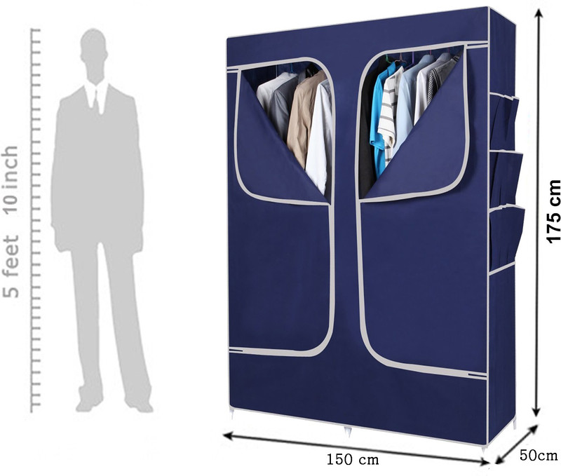 Evana Carbon Steel Collapsible Wardrobe(Finish Color - Blue) RS.1999 (78.00% Off) - Flipkart