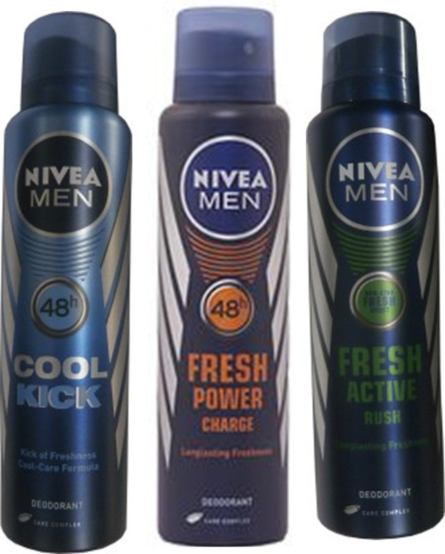 NIVEA Cool Cick ,Fresh Power Charge, Fresh Active Rush(Set Of 3) Deo For Men Combo Set(Set of 3)