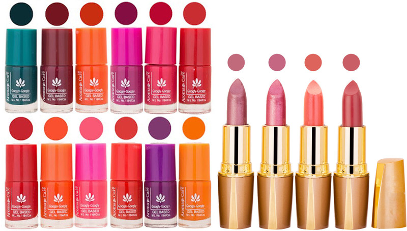 Aroma Care Lot of 12 Insta Dri Nail Polish and Creamy Matte Rythm Lipsticks Classic Combo Set 115(Set of 16)