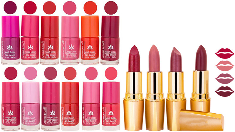 Aroma Care Gel Nail Polish Set Quick Dry, Long Lasting and Creamy Matte Lipstick Combo 47(Set of 16)