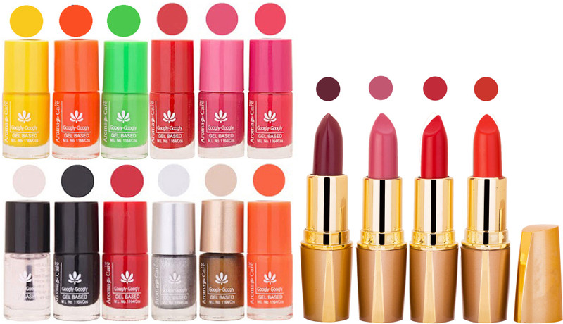 Aroma Care Lot of 12 Insta Dri Nail Polish and Creamy Matte Rythm Lipsticks Classic Combo Set 189(Set of 16)