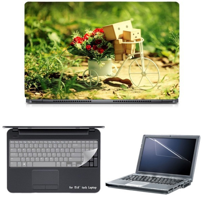 Skin Yard Danboard Flower Cart Sparkle Laptop Skin with Screen Protector & Keyguard -15.6 Inch Combo Set