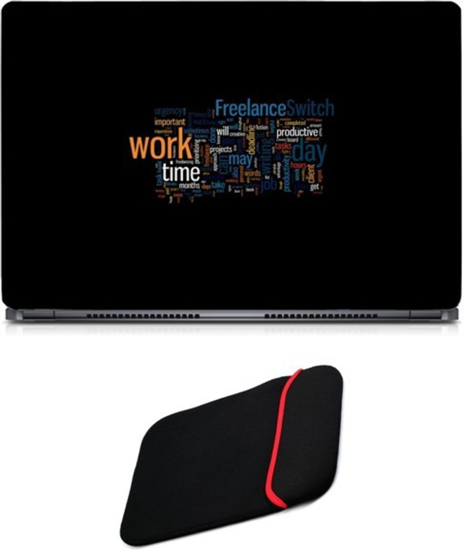 Skin Yard Freelance Switch Work Time Sparkle Laptop Skin/Decal with Reversible Laptop Sleeve - 14.1 Inch Combo Set
