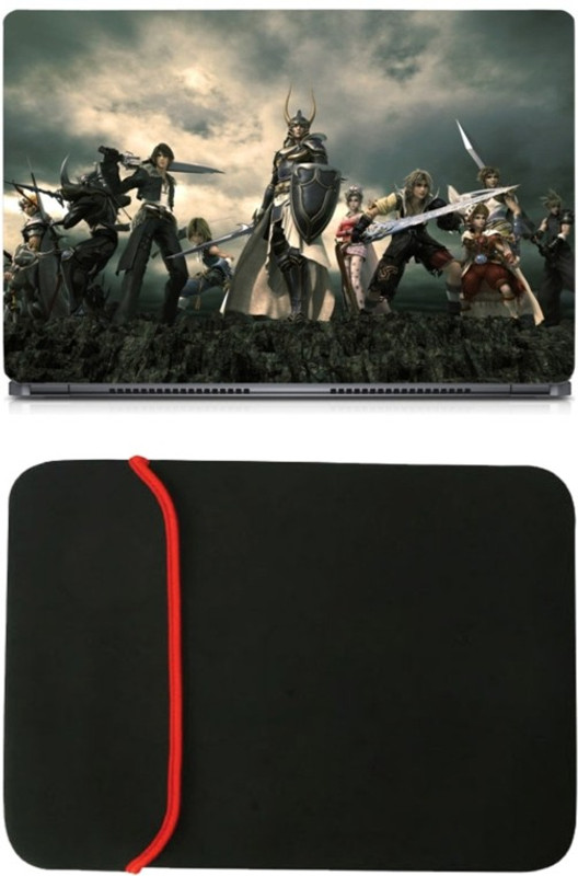 Skin Yard Final Fantasy All Warrior Laptop Skin/Decal with Reversible Laptop Sleeve - 14.1 Inch Combo Set
