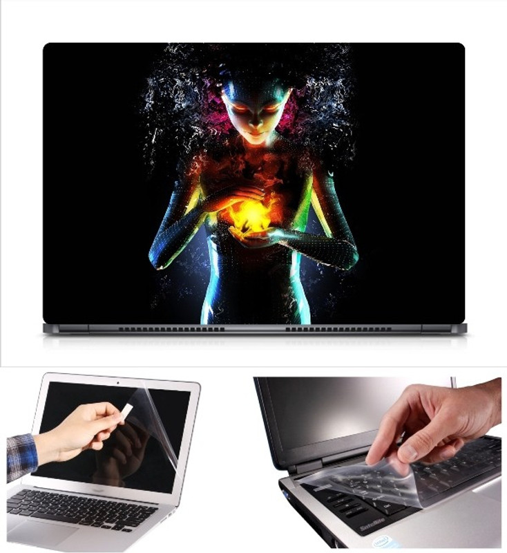 Skin Yard Colour Splash Girl Laptop Skin Decal with Keyguard & Screen Protector -15.6 Inch Combo Set