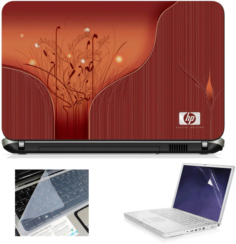 Geek HP Wooden Floral 3in1 Laptop Skins with Laptop Screen Guard and Key Protector HQ1082 15.6 Inch Combo Set