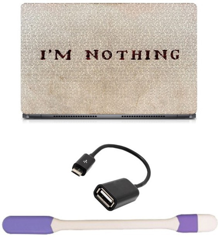 Skin Yard I Am Nothing Word BackgroundSparkle Laptop Skin with USB LED Light & OTG Cable - 15.6 Inch Combo Set