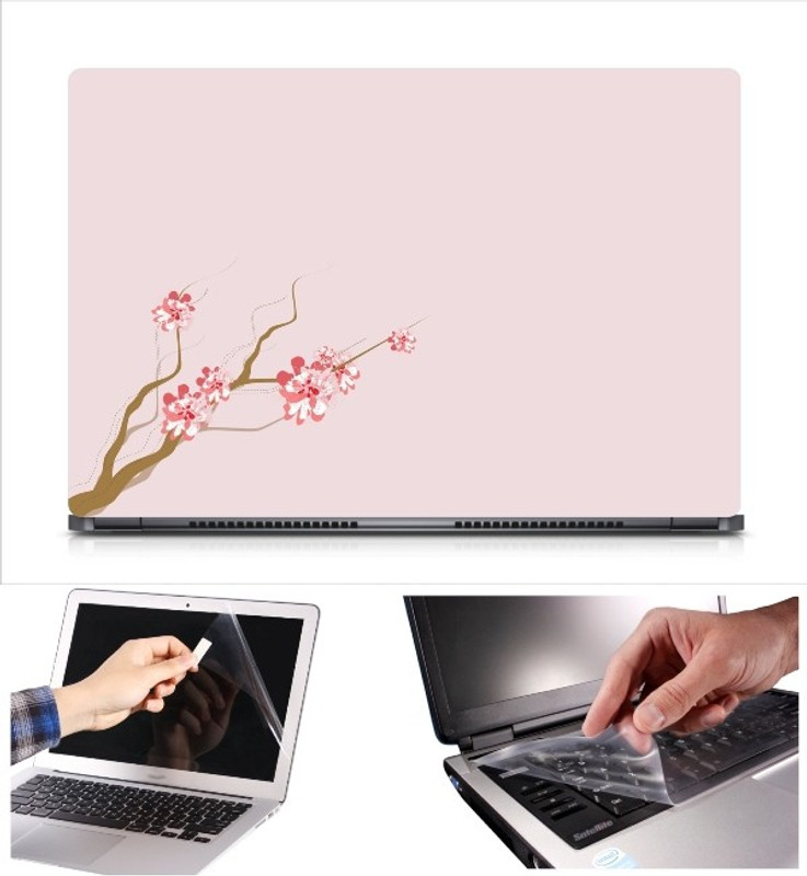 Skin Yard Cherry Blossom Laptop Skin Decal with Keyguard & Screen Protector -15.6 Inch Combo Set