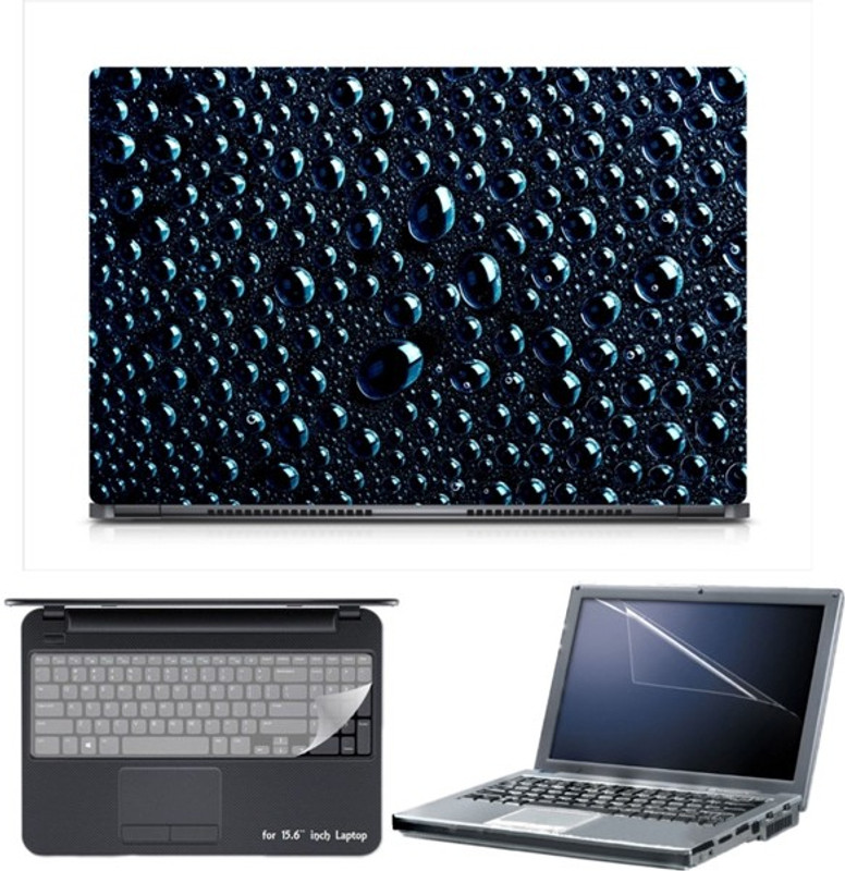 Skin Yard Sparkle Black Drops Laptop Skin with Screen Protector & Keyboard Skin -15.6 Inch Combo Set