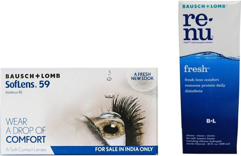 Bausch & Lomb Soflens 59 SL59 With Renu Fresh Solution 120 ml Monthly(-3.75, Contact Lenses, Pack of 6) Bausch & Lomb Soflens 59 SL59 With Renu Fresh Solution 120 ml Monthly(-3.75, Contact Lenses, Pack of 6)