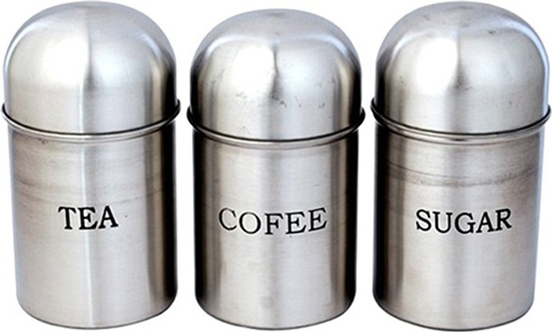 monika enterprises  - 500 ml Steel Tea Coffee & Sugar Container(Pack of 3, Silver)