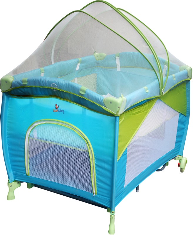 Sunbaby Play Pen Cot(Green, Blue)