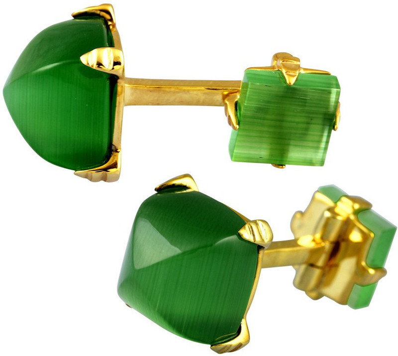 Exxotic Jewelz Brass Cufflink(Gold, Green)