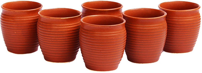 amazecart 6 Pcs Tea & Coffee Kulhars Ceramic(Brown, Pack of 6)