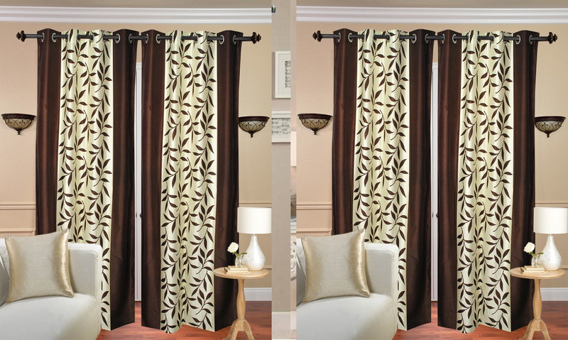 Excel Bazaar 220 cm (7 ft) Polycotton Door Curtain (Pack Of 4)(Floral, Brown) RS.1999 (67.00% Off) - Flipkart