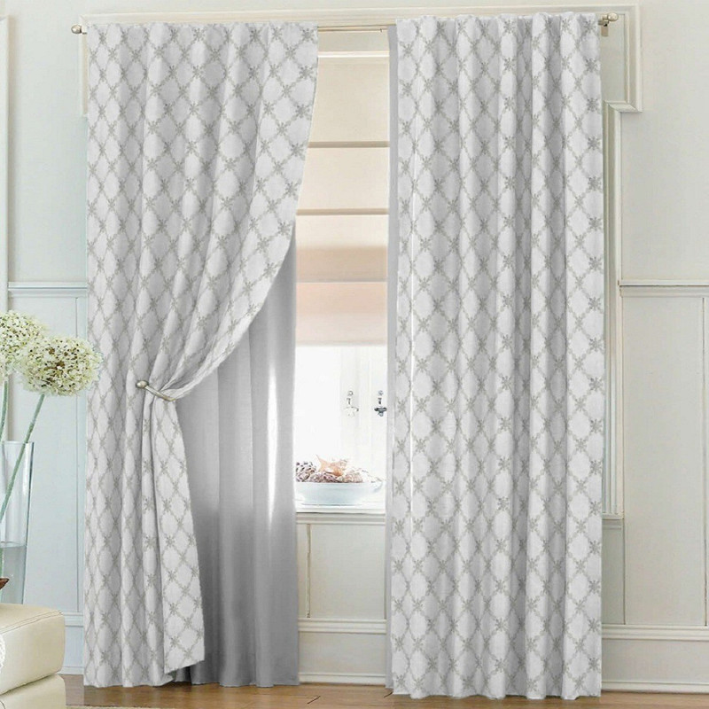 solaj 223 cm (7 ft) Cotton Door Curtain Single Curtain(Self Design, Silver)