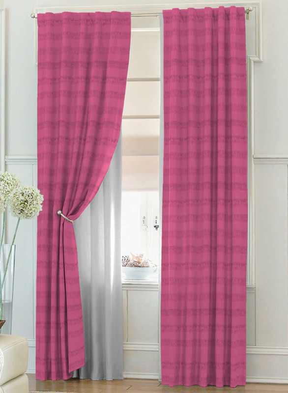 solaj 223 cm (7 ft) Cotton Door Curtain Single Curtain(Solid, Pink)