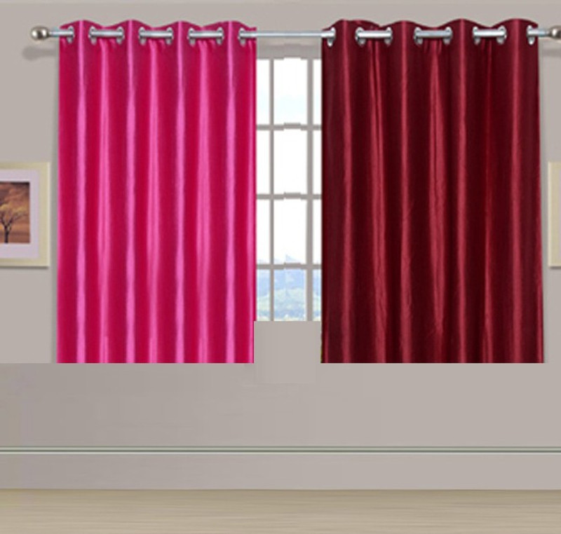 ExpressionsHome Polyester Window Curtain 152 cm (5 ft) Pack of 2(Solid Pink, Red) RS.459 (71.00% Off) - Flipkart