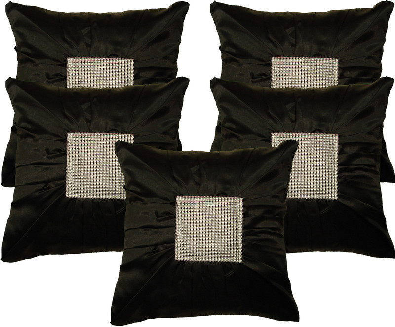 HOME SHINE Geometric Cushions Cover(Pack of 5, 40 cm*40 cm, Black) RS.648 (77.00% Off) - Flipkart