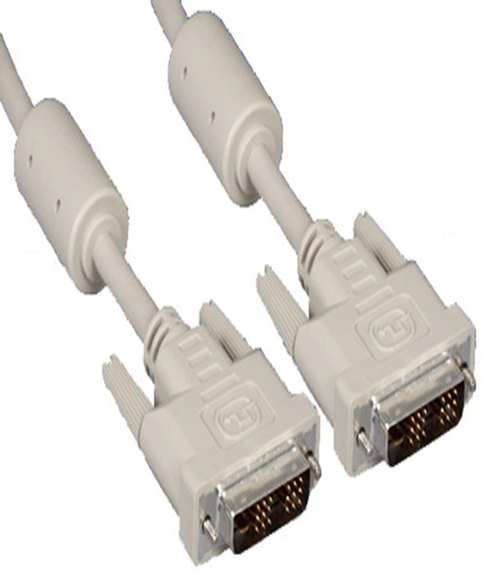 jinali DVI Male To DVI Male Cable 5 Mtr 5 m DVI Cable(Compatible with Moniter Display, Computer, White, One Cable)