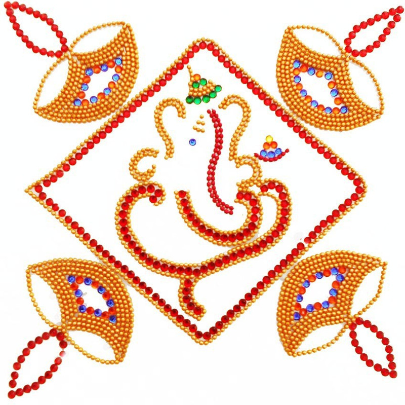 Susajjit Red, Golden Decorative Kundan Rangoli - 1 RS.599 (52.00% Off) - Flipkart