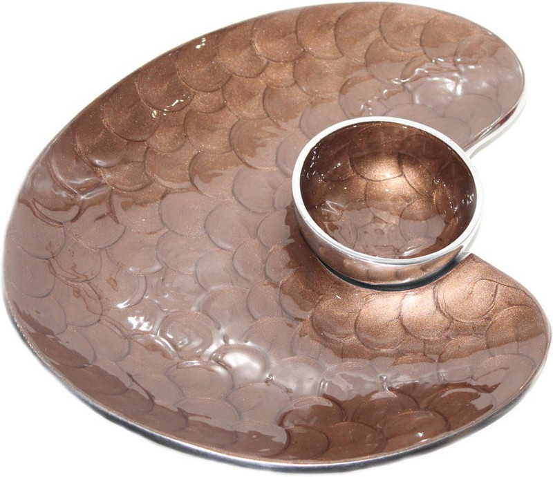sarvsiddhi Chip - Dip Platter - Brown Aluminium Decorative Platter(Brown)