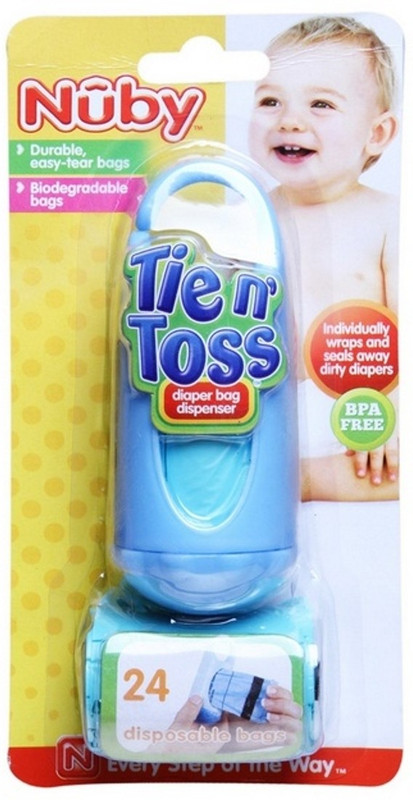 NUBY Tie n Toss Dirty Diaper Bag Dispenser Disposable Diaper Bag