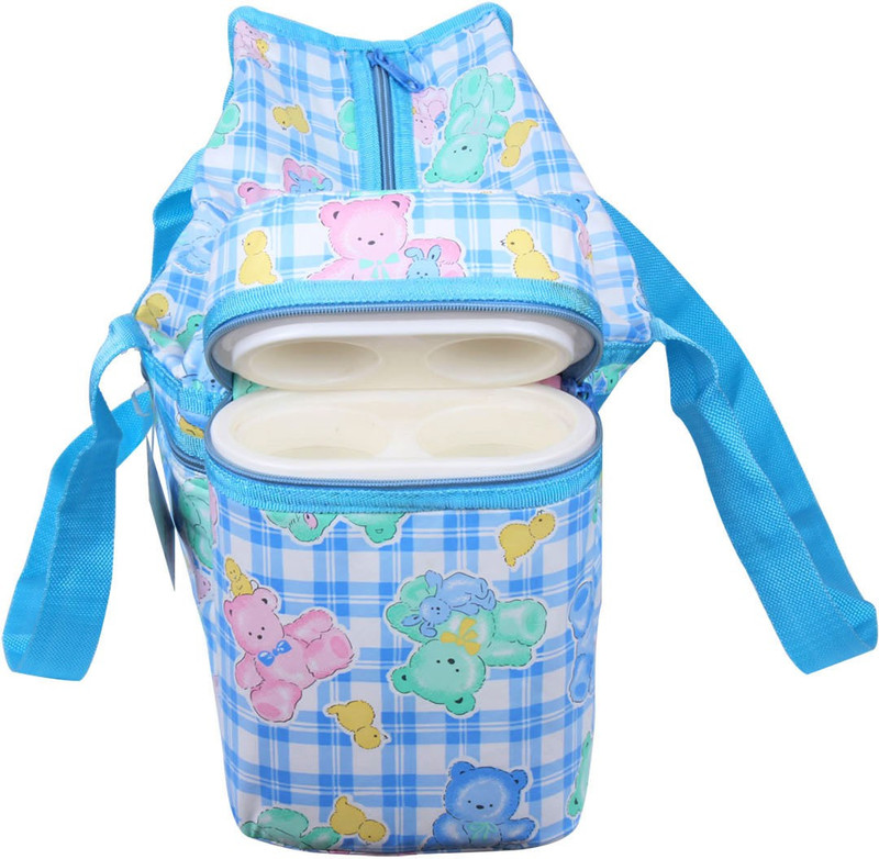 Ole Baby Cyan Premium Multi color Teddy Checks Prints With Warmer Tote Diaper Bag(Blue)