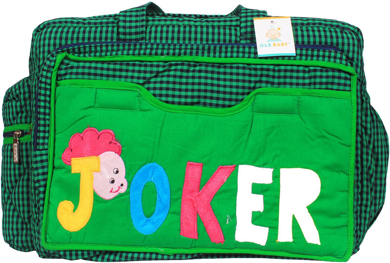 Ole Baby Big Amazing Striped Smart Organizer Best Material 100% Cotton Tote Diaper Bag(Green)