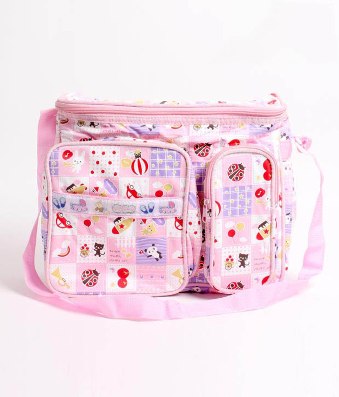 Walletsnbags Twin Pocket Messenger Diaper Bag(Pink)