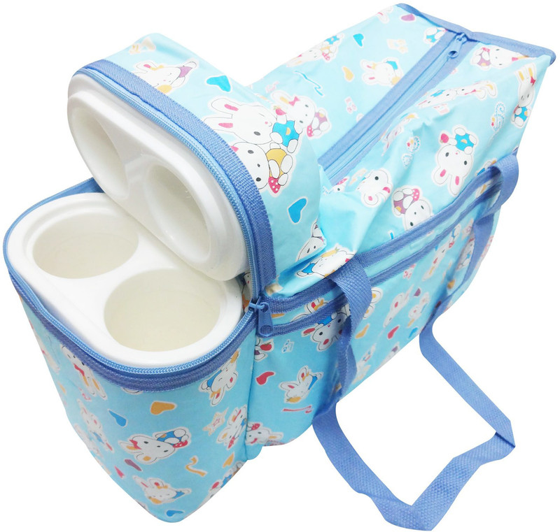 Ole Baby Premium Multi Purpose Bunny Print with Warmer Tote Diaper Bag(Blue)