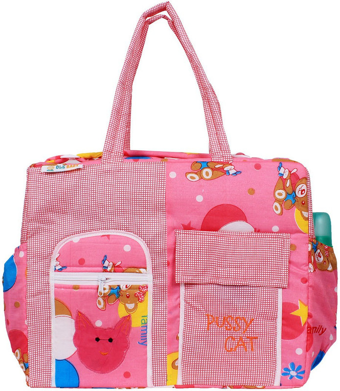 Ole Baby Big Multi-Utility Amazing Apple and Checkered Fabric Diaper Bag(Pink)