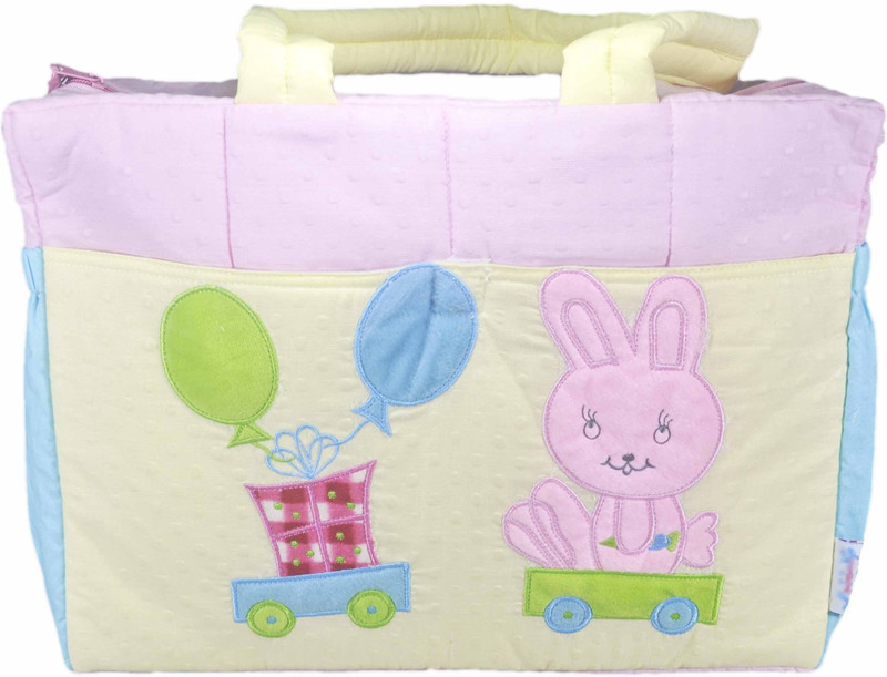 Babysid Collections Stylish - Bunny Bubble (Cloth Material Bubble embossed) - L-38cm X H-15cm X w-28cm Hand Shoulder Bag(White, Pink)