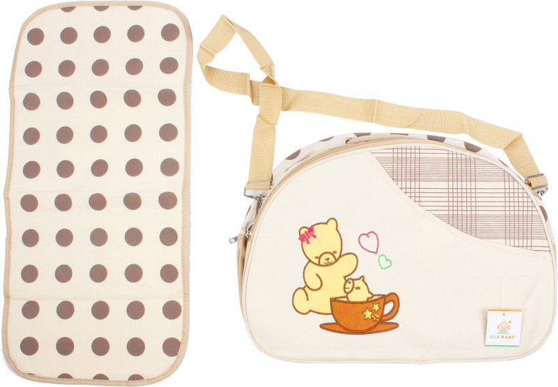 Ole Baby Attractive Applique Multipurpose Nursery Bag(Brown, Cream)