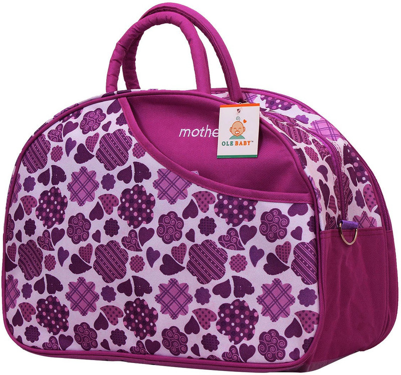 Ole Baby Attractive Applique Multipurpose,Amazing Printed Smart Organizer Best Material, Multi-function,Waterproof and Washable Diaper Bag(Purple)
