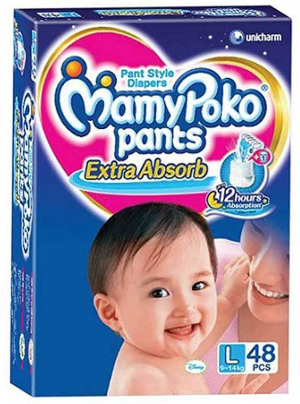MamyPoko EXTRA ABSORB PANT STYLE DIAPERS( 2 PACKS OF 48 PCs.) - L(48 Pieces)