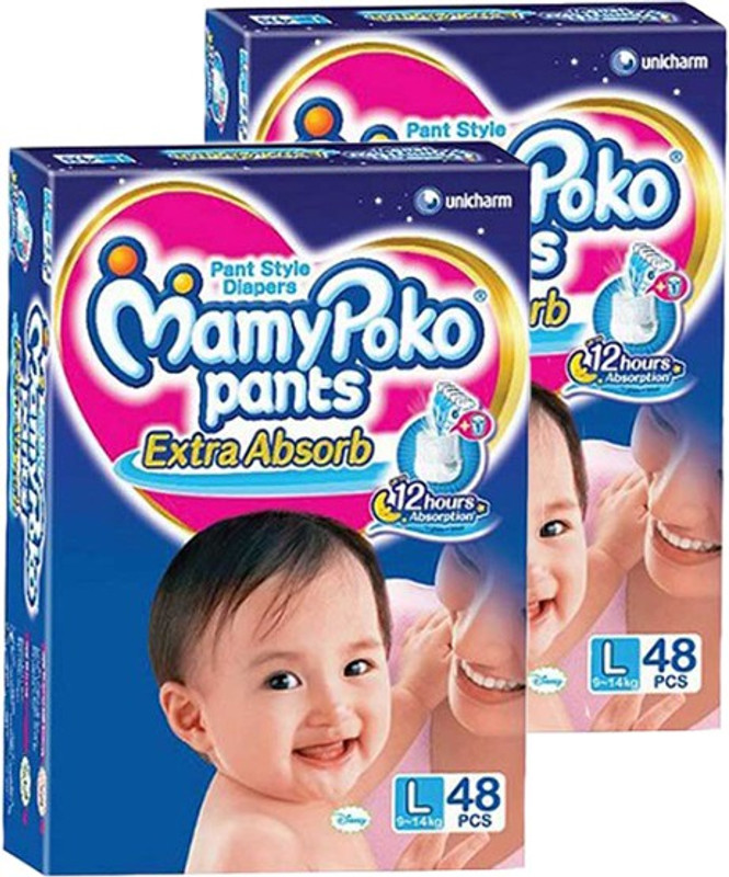 MamyPoko EXTRA ABSORB PANT STYLE DIAPERS ( SET OF 02 PACKS OF 48 PCs) - L(2 Pieces)