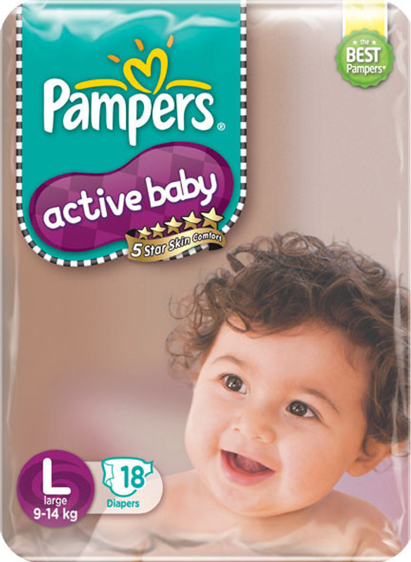 Pampers Active Baby Diapers Taped Large Size(18 Pieces)