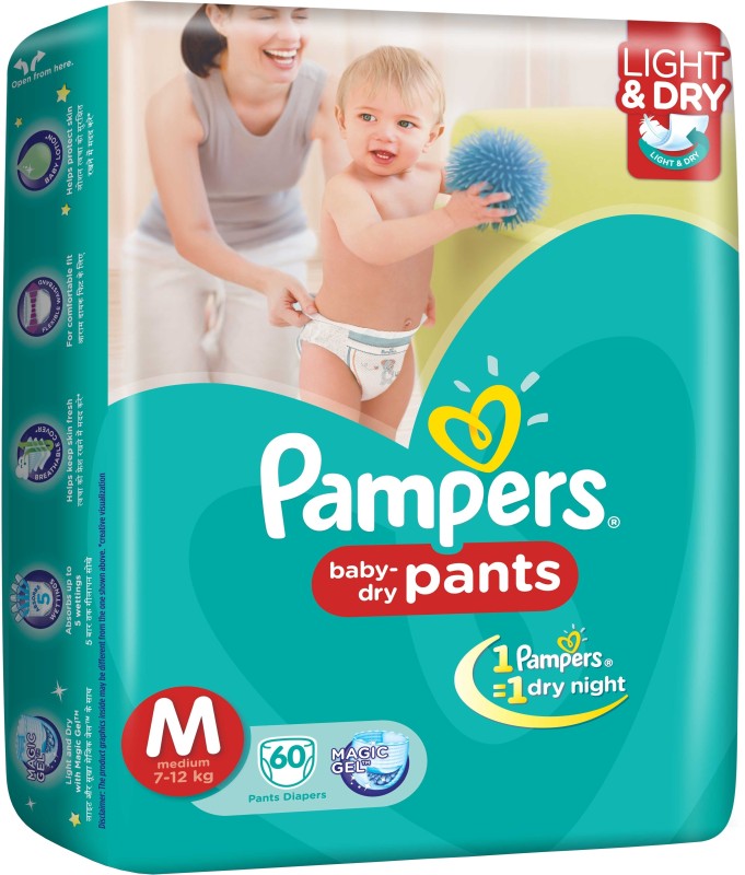 Pampers All round Protection Pants, Medium size baby diapers (M) 76 Count,  Lotion with Aloe Vera