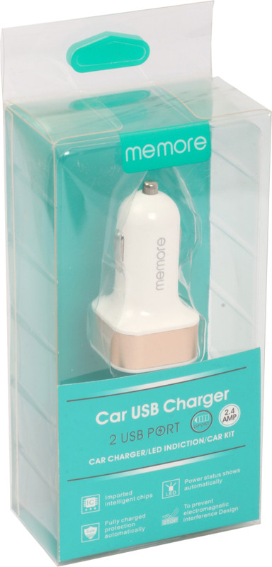 Memore Memore Car Charger [Dual Port] USB Car Charger 2.4A Output x 2 Compatible with all Iphone, Android Smartphones and more devices Dock(Gold)