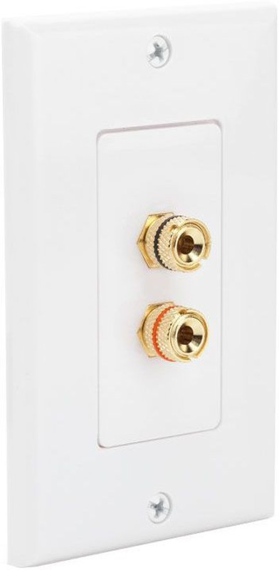 MX 2 SOCKET BANANA BINDING POST FEMALE Speaker Cable WALL PLATE FACEPLATE (114 X 70 mm) Dock(White)