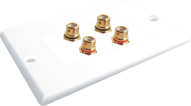 MX 3 SOCKET RCA FEMALE WALL PLATE FACEPLATE Dock(White)