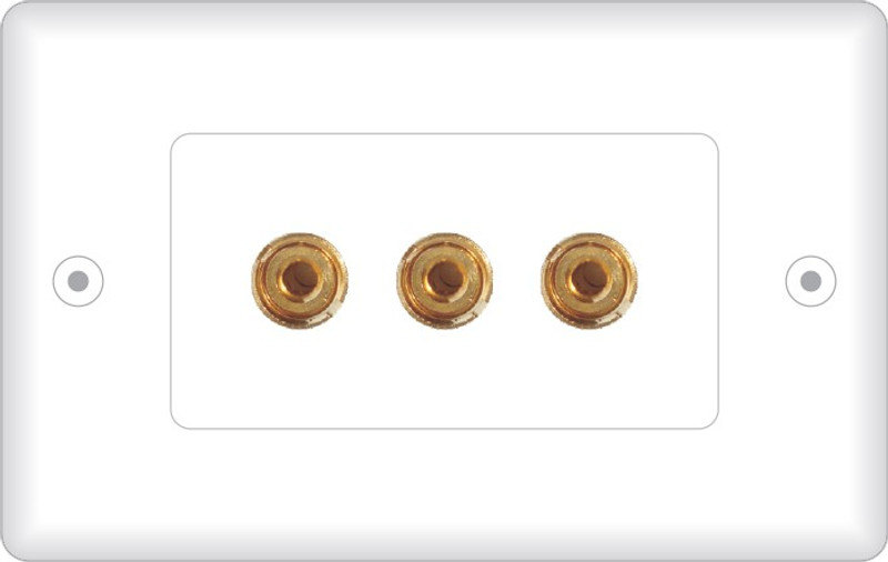 MX 3 SOCKET BANANA BINDING POST FEMALE Speaker Cable WALL PLATE FACEPLATE (114 X 70 mm) Dock(White)