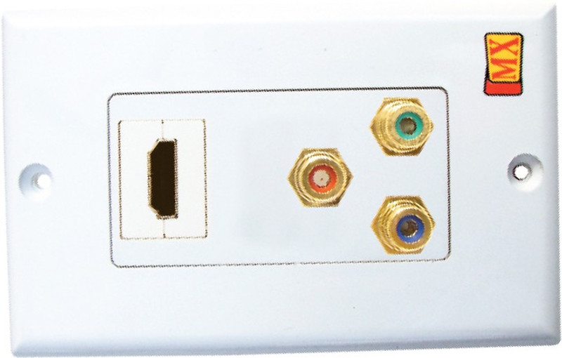 MX HDMI & Composite 3 RCA Audio Video Wall plate Face plates 1080p Full HD Dock(White)