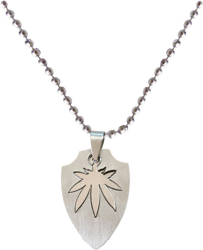 Rich & Famous Elegant Leaf Plain Grey Dog Tag