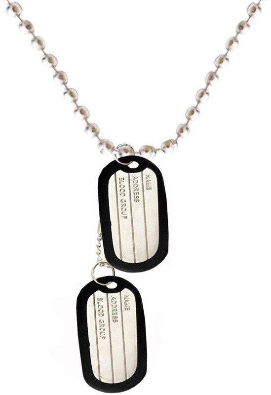 Rich & Famous Army style With Thick Border RFPn040021 Engraved Silver Dog Tag